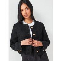 V By Very Boucle Trophy Jacket &Ndash; Black