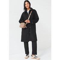 V By Very Faux Wool Trench Coat - Black