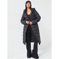 V By Very Water Resistant Long Hooded Coat - Black