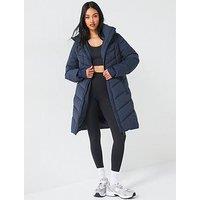 V By Very Water Resistant Padded Hooded Mid Length Coat - Navy