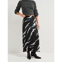 Only Zebra Print Satin Midi Skirt - Black