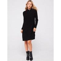 Vero Moda Zip Neck Knitted Midi Dress - Black