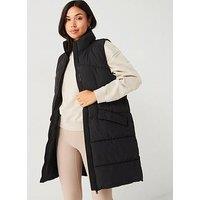 Only Longline Padded Gilet - Black