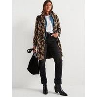Only Leopard Print Structured Coat - Black