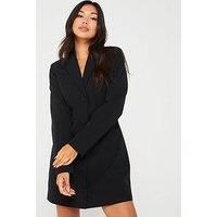 Pieces Long Sleeve Mini Blazer Dress - Black