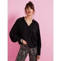 Jdy Tie Detail Long Sleeve Blouse - Black