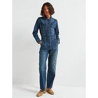 Jdy Long Sleeve Denim Jumpsuit - Dark Blue