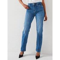 Only Midi Rise Straight Leg Jeans - Medium Blue