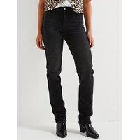 Only Midi Rise Straight Leg Jeans - Washed Black