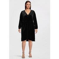 Vero Moda Curve Long Sleeve Jersey Wrap Dress - Black