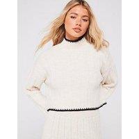 Only Stitch Detail High Neck Jumper - Cream
