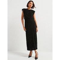 Vila V-Neck Glitter Lurex Maxi Dress - Black