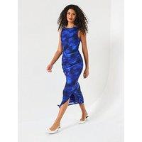 Vila Mesh Boatneck Midi Dress - Blue