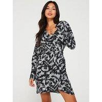 Jdy Printed Mini Wrap Dress - Grey