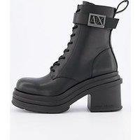 Armani Exchange Lace Up Heeled Boots - Black