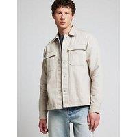 River Island Herringbone Overshirt - Beige