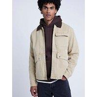 River Island Washed Worker Jacket - Dark Beige