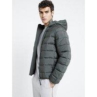 River Island Quilted Hooded Padded Jacket - Green