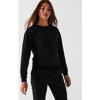 Armani Exchange All Over Ax Logo Sweat - Black
