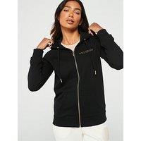 Armani Exchange Gold Logo Zip Through Hoodie - Black