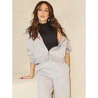 Michelle Keegan Premium Soft Zip Through Cropped Hoodie - Grey