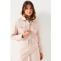 Armani Exchange Cropped Denim Jacket - Pink