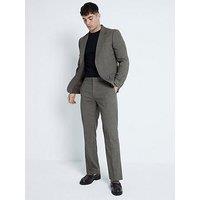 River Island Single Breasted Microcheck Suit Jacket - Light Brown