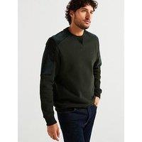 Ps Paul Smith Regular Fit Cord Shoulder Trim Crew Sweat - Green