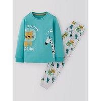 Mini V By Very Boys Safari Print Long Sleeve Pyjama