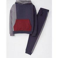 V By Very Boys Cut And Sew Hoodie And Jog Set - Multi