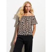 New Look Brown Leopard Print Bardot Top