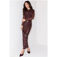 Michelle Keegan Pu Split Back Midaxi Skirt - Burgundy