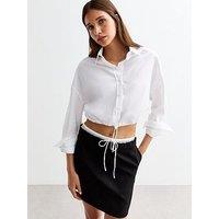 New Look White Drawstring Hem Poplin Crop Shirt