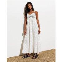 New Look Off-White Cotton Crochet Strappy Midi Dress