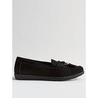 New Look Wide Fit Black Suedette Tassel Loafers