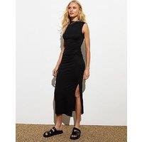 New Look Black Jersey Ruched Sleeveless Midi Dress