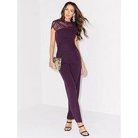Michelle Keegan Pleated Waistband Straight Leg Trousers - Blackberry