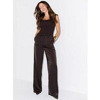 Michelle Keegan Matte Satin Trousers - Brown