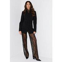 Michelle Keegan Co-Ord Lace Wide Leg Trousers - Black