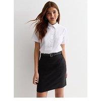 New Look 915 Girls Black Belted Stretch School Skirt