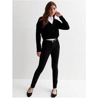 New Look 915 Girls Black Stretch Belted Skinny School Trousers