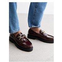 New Look Burgundy Patent Leather-Look Tassel Trim Loafers