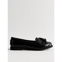 New Look Wide Fit Patent Tassel Loafers - Black