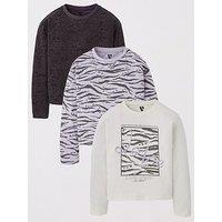 V By Very Girls 3 Pack Zebra Long Sleeve T-Shirt