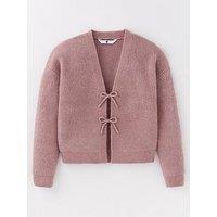 V By Very Girls Knitted Bow Cardigan - Purple