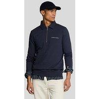 Lyle & Scott Lyle & Scott Embroidered Collared Quarter Zip Sweat Top - Navy