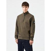 Weekend Offender Kraviz 1/4 Zip Sweat Top - Khaki