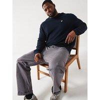 Lyle & Scott Big & Tall Cotton Merino Crew Knitted Jumper - Navy