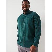 Lyle & Scott Big & Tall Long Sleeve Plain Flannel Shirt - Dark Green