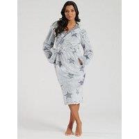 Loungeable Frosted Star Cut Sherpa Hooded Midi Robe - Silver